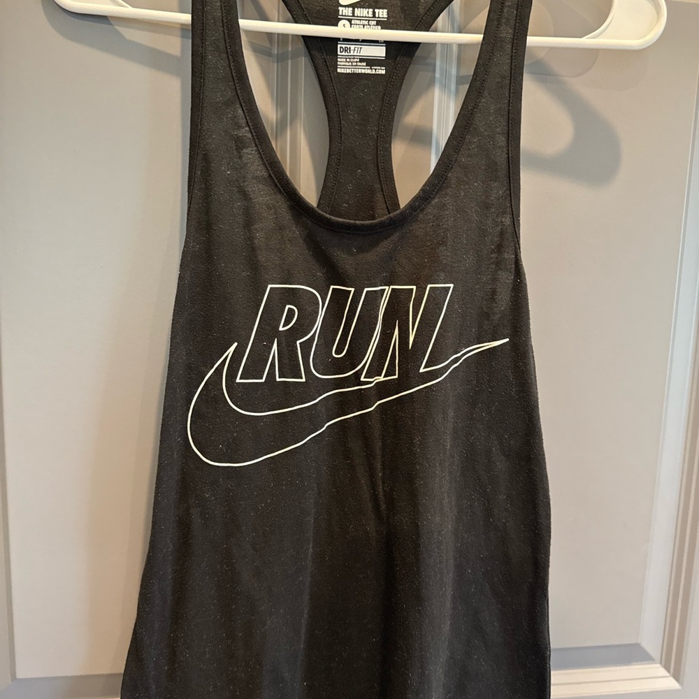 Nike Black Tee with White Logo and DRI-FIT Print